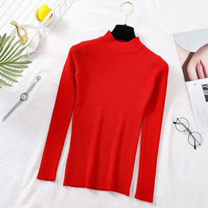 고품질 가을 하프 터틀넥 스웨터 여성용 풀오버 긴팔 슬림 니트 이너웨어 - Product Image 3