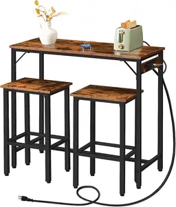 三件套厨房桌椅套装带瓶储物架2人工业智能餐吧桌凳