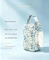 Pochette matelassée florale pour lingettes de bébé, support suspendu en coton pour lingettes, logo personnalisé, vente en gros d'usine pour poussette, voyage et usage extérieur