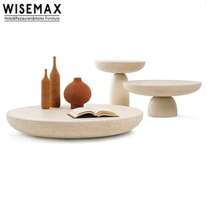 WISEMAX FURNITURE Nordic art design tea table minimalist cafe homestay side table modern travertine round coffee table