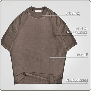 Áo thun nam chất lượng cao 100% cotton, kiểu dáng hộp, 300 gsm, thiết kế oversized, giặt acid, áo thun nam cao cấp - Product Image 2