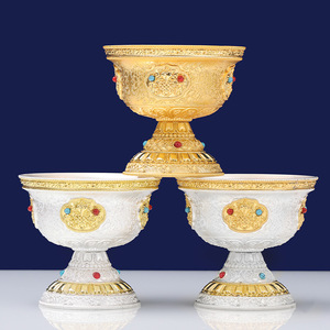 Huit bols tibétains en métal de bon augure bols en argent doré pour <span class=keywords><strong>le</strong></span> <span class=keywords><strong>Tibet</strong></span> - Product Image 2