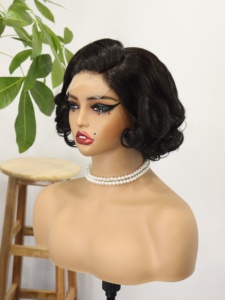 Peluca de Cabello Humano 100% Rizado Estilo Peruano, Bob Romántico, Sin Pegamento, Ondas Profundas, Encaje Frontal HD 13x4 4x4, Peluca con Encaje Frontal Transparente - Product Image 2