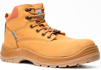 Botas de Seguridad Unisex ACE de Media Caña con Cordones, Puntera de Material Compuesto, Antiestáticas, Antiperforación, Impermeables, Parte Superior de Cuero Nubuck Color Miel