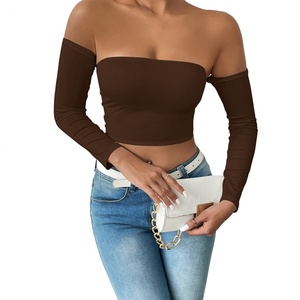 Top sin tirantes personalizado con efecto de cintura entallada, top de manga larga, top sexy con escote pronunciado en el ombligo - Product Image 6
