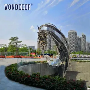 WONDECOR 대형 스테인레스 스틸 중국 용 예술 프로젝트 조각