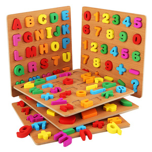 HOYE CRAFT-rompecabezas de madera con letras del abecedario para niños, juguete de construcción con letras del abecedario <span class=keywords><strong>ABC</strong></span>, con agarre manual, novedad - Product Image 1