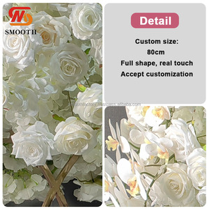 Suave grande 80cm seda blanca Rosa Artificial flor bola hecha a mano boda Mesa flor centros de mesa gran oferta - Product Image 3