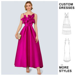 女性のためのカスタム夏のローマンチュニックスリム女性ノースリーブ3DフラワーストラップAラインエレガントなプラスサイズのイブニングパーティードレス - Product Image 1