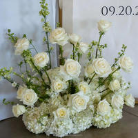 Arrangement floral haut de gamme pour centre de table de mariage, hydrangea blanc, orchidée, calla, décoration de table de luxe pour événements