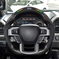 Volant de direction en fibre de carbone véritable avec LED couleur personnalisable et indicateur de vitesse pour Ford F150 Ranger Raptor 2015-2020 4 Runner