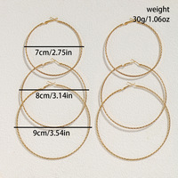 3 paires de boucles d'oreilles avec différents motifs et tailles, style tendance, vente en gros N25384