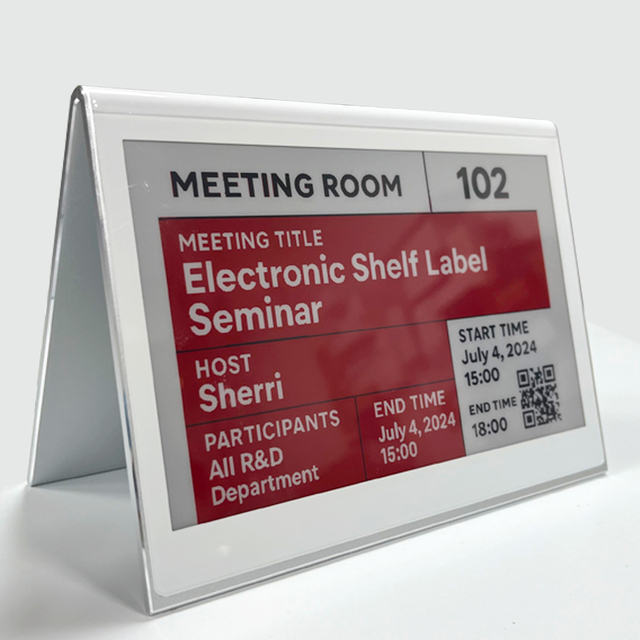 E-Paper Desk Nameplate / Name Tag 7.5 Inch Double-Sided 3 Color Screen Intelligent Electronic Table Sign Conference System