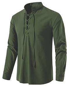 Camiseta de Baloncesto Holgada con Logotipo Personalizado, Camiseta de Algodón y Lino de Manga Larga, Cuello en V, Diseño Informal para Hombre, Estilo Henry para la Playa - Product Image 6