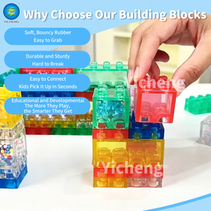NUEVOS Bloques de Construcción de TPE Suave para Niños Pequeños, Bloques Sensoriales Apilables con Cuentas, Bloques Grandes de Partículas para Manualidades Educativas - Product Image 2
