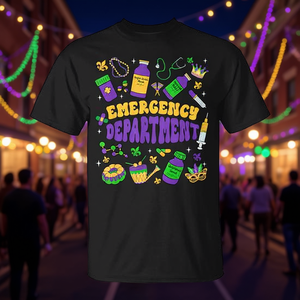 Camiseta del Departamento de Emergencias Mardi Gras para enfermeras y personal médico de urgencias - Product Image 3