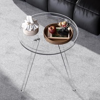 Table d'appoint moderne en acrylique transparent, petit plateau circulaire, table de chevet pour salon, chambre, bureau, petit espace