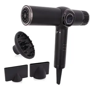 LCD Secador de cabelo 110,000 RPM Digital Brushless DC Motor Blow Dryer 1800W Difusor de metal elétrico personalizado Peças sobressalentes gratuitas F04