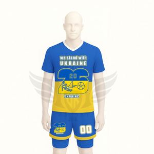 Uniforme de Fútbol Personalizado para Aficionados de Ucrania, Edición para Fanáticos, Camiseta y Pantalones Cortos - Product Image 1
