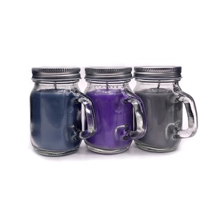 Di piccola dimensione di vetro trasparente profumato profumato candela in vaso di vetro con manici e coperchio in metallo - Product Image 3