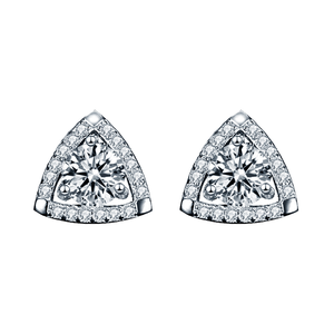 Pendientes de Moissanita con Corte Brillante Redondo en Forma de Triángulo, Engaste de Garra, Joyería Clásica Geométrica para Mujer - Product Image 4