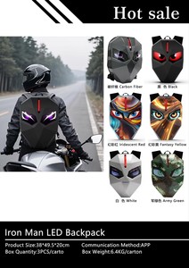 Factory Price LED Knight Bag Waterproof Hard Shell <strong>Motorcycle</strong> Motorbike Riding Backpack DIY Display Daypack Eyes LED Backpack
