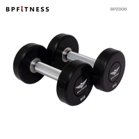 Haltères en uréthane personnalisés Baopeng BPZ006 pour usage commercial, 45 kg #   Manche en acier avec revêtement PU lisse, poids fixe de 2 à 60 kg pour les bras