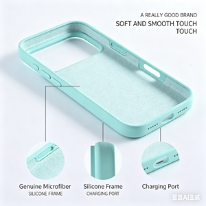 Custodia Premium in <span class=keywords><strong>Silicone</strong></span> Liquido Morbido Anti-Graffio con Fodera in Microfibra Antiurto per iPhone 17 Pro Max - Product Image 4
