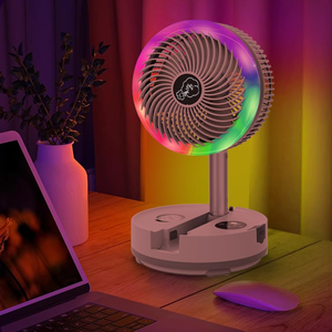 Ventilateur sur pied rechargeable 40000 mAh, pliable, oscillant, portable, pour le camping, avec lumières LED colorées - Offre Spéciale - Product Image 5