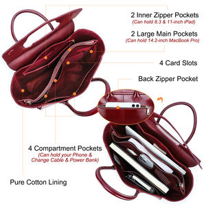 กระเป๋าใส่แล็ปท็อปหนังแท้สไตล์วินเทจสำหรับผู้หญิง ขนาด 13.3" 14.2" สำหรับ Macbook กระเป๋าถือแบบหลายช่องสำหรับใช้ในชีวิตประจำวันและทำงาน - Product Image 5