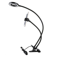 Anneau lumineux pour selfie avec support de téléphone portable flexible, compatible avec YouTube, vidéo et photographie, pour iPhone Xs Max XR et Android