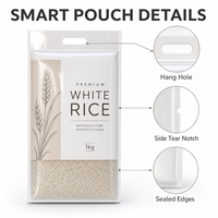 Sacs refermables personnalisés anti-humidité pour riz, avec logo, pour l'emballage de fruits, légumes et aliments
