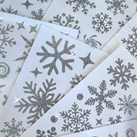 Pegatinas Plateadas Brillantes para Ventanas con Diseño de Copos de Nieve, Resistentes a los Rayos UV, Impermeables, Sin Residuos, Removibles, para Ventanas de Vidrio