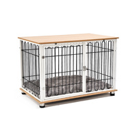Cages pour animaux de compagnie en bois et acier inoxydable, robustes, empilables, pour la vente en gros, meubles et niches pour chiens