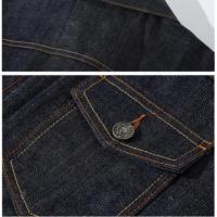 American Vintage Hommes Slim Thick Jean Jacket Original Red Selvedge Denim Dark Blue Streetwear Washed Technics Casual Winter