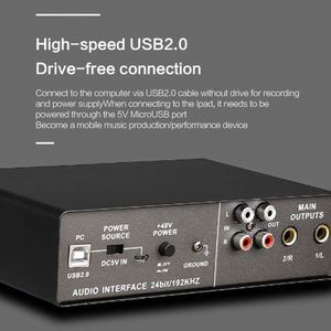 Hỗ Trợ Thẻ Âm Thanh USB Nguồn Ảo 48V, Giao Diện USB Âm Thanh Phòng Thu <span class=keywords><strong>MIDI</strong></span>, Usb Âm Thanh Interfaz De Cho Podcast, Phát Trực Tiếp - Product Image 4