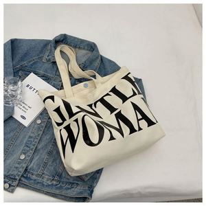 Large Capacity Letter <b>Canvas</b> <b>Tote</b> Spring Summer Fashion Zipper Polyester Lady Bag for Shopping - Product Image 5