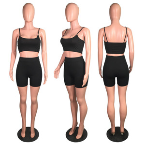 Conjunto de Shorts Deportivos de Verano para <span class=keywords><strong>Mujer</strong></span> de Algodón, Marca Privada, Traje Deportivo de Dos Piezas, Conjunto de Shorts Personalizado, Trajes Deportivos para <span class=keywords><strong>Mujer</strong></span> - Product Image 5