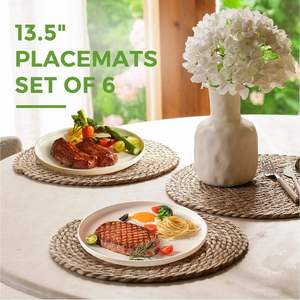 Salvamanteles Redondo <span class=keywords><strong>de</strong></span> Bambú Tejido, Salvamanteles Reutilizables Resistentes al Calor para Comedor y Cocina, Decoración Rústica Ecológica - Product Image 5