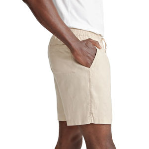 Gingtto <span class=keywords><strong>Beige</strong></span> tessuto elastico in vita con Logo personalizzato <span class=keywords><strong>pantaloncini</strong></span> estivi da <span class=keywords><strong>uomo</strong></span> - Product Image 4