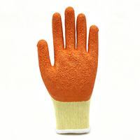 Sarung Tangan Rajut Benang Kuning 10 Gauge 21s 5-Ply Berlapis Lateks Oranye Kerut, Sarung Tangan Pengaman, Kemasan Kustom Pabrik