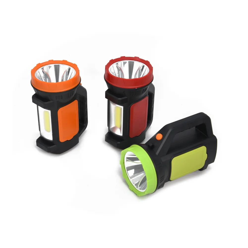 New Hot Sell Plastic Outdoor Lanterns Rechargeable Battery Lampe Torche Emitting White+Red Light Led+Cob Flashlights