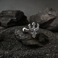 Boucles d'oreilles clous Trident Gothique Punk en Acier Chirurgical 316L, à vis, étanches et inaltérables, Bijoux de piercing corporel