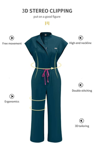 Uniforme Médico Personalizado con Logotipo, Mono <span class=keywords><strong>de</strong></span> <span class=keywords><strong>Trabajo</strong></span> Transpirable y Suave para SPA, con Cierre, Estilo Moderno, Pantalones Anchos para Enfermería - Product Image 6
