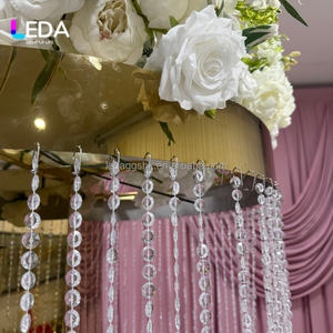 LEDA Suministros para Bodas, Soporte de Flores de 4 pies para Centro de Mesa, Soporte de Flores de Acero Inoxidable Dorado con Cortina de Cuentas para Decoración de Eventos - Product Image 4