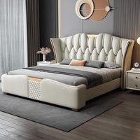 Nouveau mobilier de chambre à coucher moderne, décoration intérieure, nouveau design, tête de lit souple, lit double extra-large luxueux en cuir