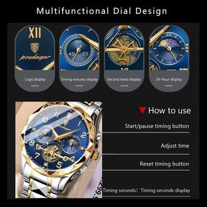 Montre de luxe Poedagar 972 pour homme, étanche, chronographe, aiguilles lumineuses, style décontracté, montre-bracelet tendance - Product Image 6