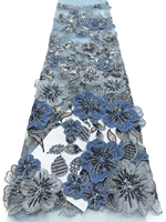 NI.AI Nouvelle conception, applique en dentelle florale 3D perlée, patch brodé de fleurs à sequins cousu à la main pour mariage et soirée