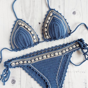 Bikini de Ganchillo Hecho a Mano con Cuello en V Personalizado, Sexy, para Chicas de 18 Años, Traje de Baño de Dos Piezas, Bikini de Tiras para Mujer - Product Image 2