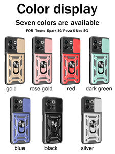 Étui de téléphone antichoc en TPU+PC avec support magnétique et protection coulissante pour appareil photo, design blindé, pour Tecno Spark 30 Pova 6 Neo 5G, multicolore - Product Image 2
